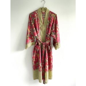 handprinted 100%Organdy lightweight cotton robe